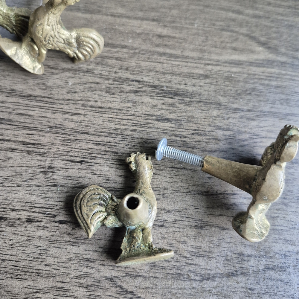 Rooster Cabinet Knobs Set Of 5 Rustic Metal Farmhouse Drawer Pulls/Handles - Picture 4 of 6
